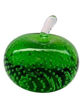 Vintage Green Apple Art Glass Paperweight